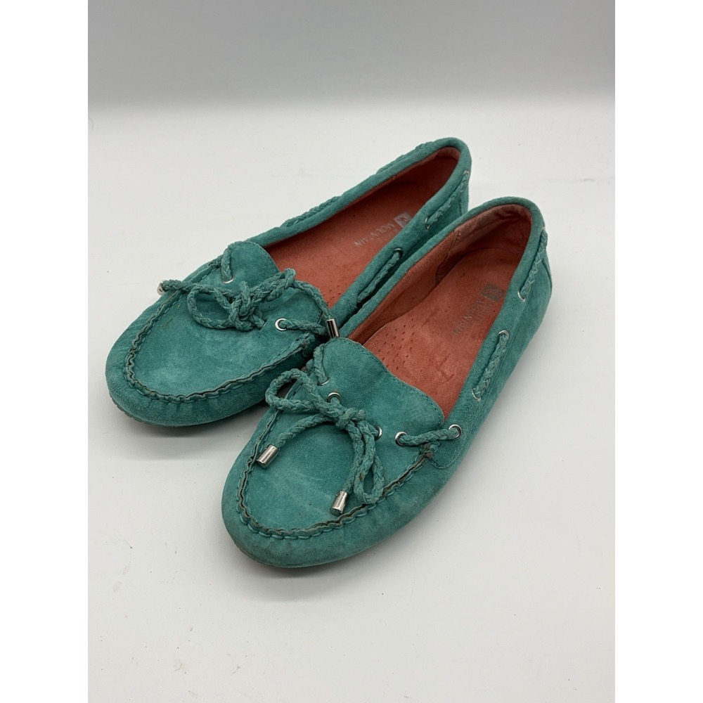White Mountain Teal Blue Leather Driving Mocs Moccasins Loafers 7.5 M